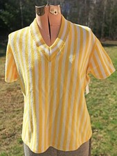 1960s White Stag Striped Knit V-Neck Shirt