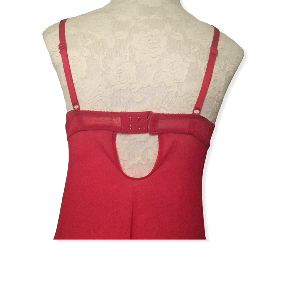 Sujetador con aros Babydoll 36B rosa roja lencería para damas parte inferior transparente vintage Foto 3 de 4