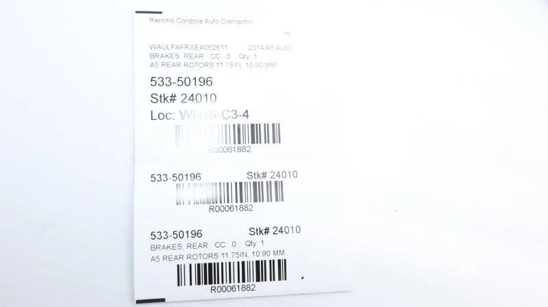 Par de rotores de frenos traseros para 08-17 AUDI A5 61882 Foto 2 de 4