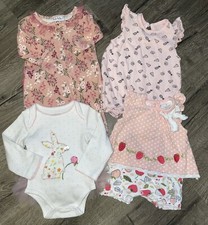 Lot of 4 Baby Girl Size 0-3 Months Laura Ashley Mudpie Rae Dunn Easter