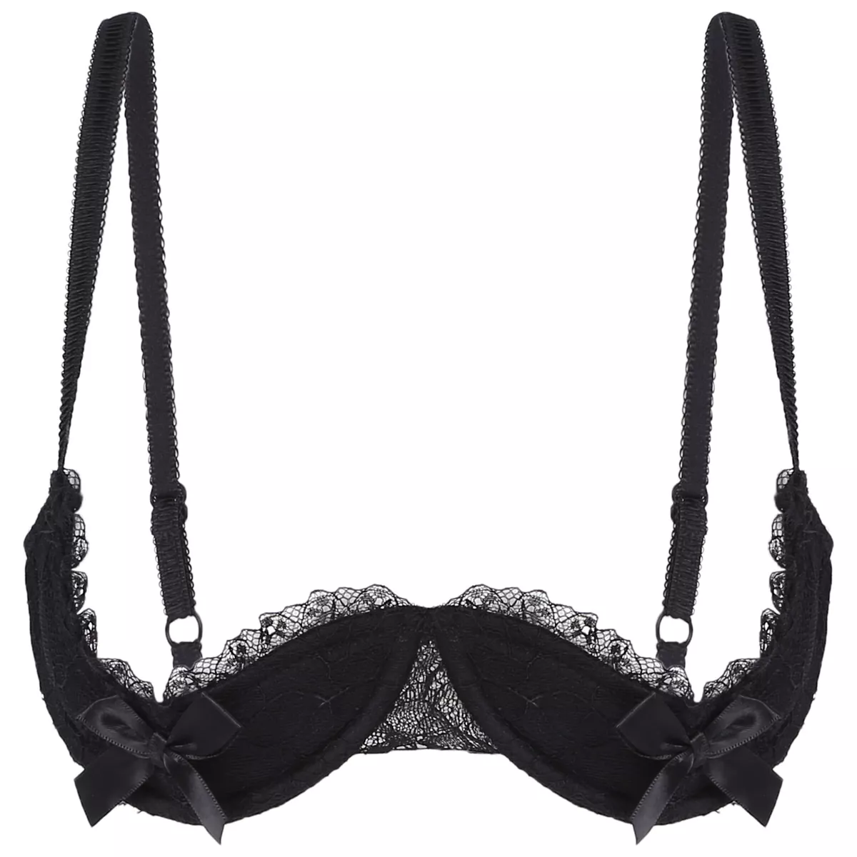 Womens Lace 1/4 Cups Shelf Bra Tops Padded Push Up Underwire