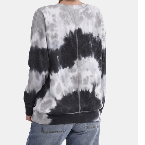 Womens Black No Boundaries Washed Crewneck Sweatshirt, Lightweight, M (8-10) - 第 3/4 張圖片
