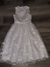 Girls White Lace Embroidered Long Dress Size 12-13Y Brand New