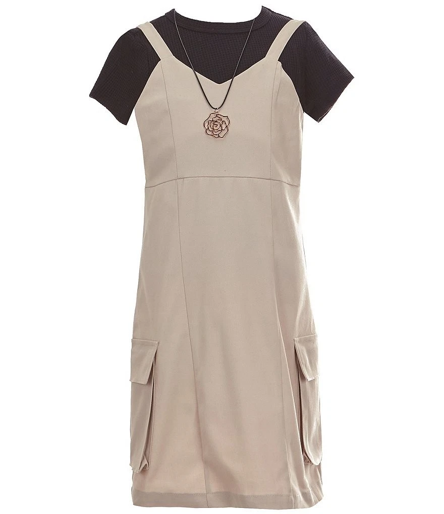 NWT- Tween Diva Sleeveless Cargo Pocket Jumper and T-shirt Set Sz 14