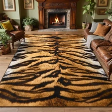 8x10 Area Rug for Living Room, Washable Soft Abstract Tiger Stripe Carpet for...