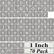 1 Inch Alphabet Letter Stencils for Painting - 70 Pack 1 Inch, White