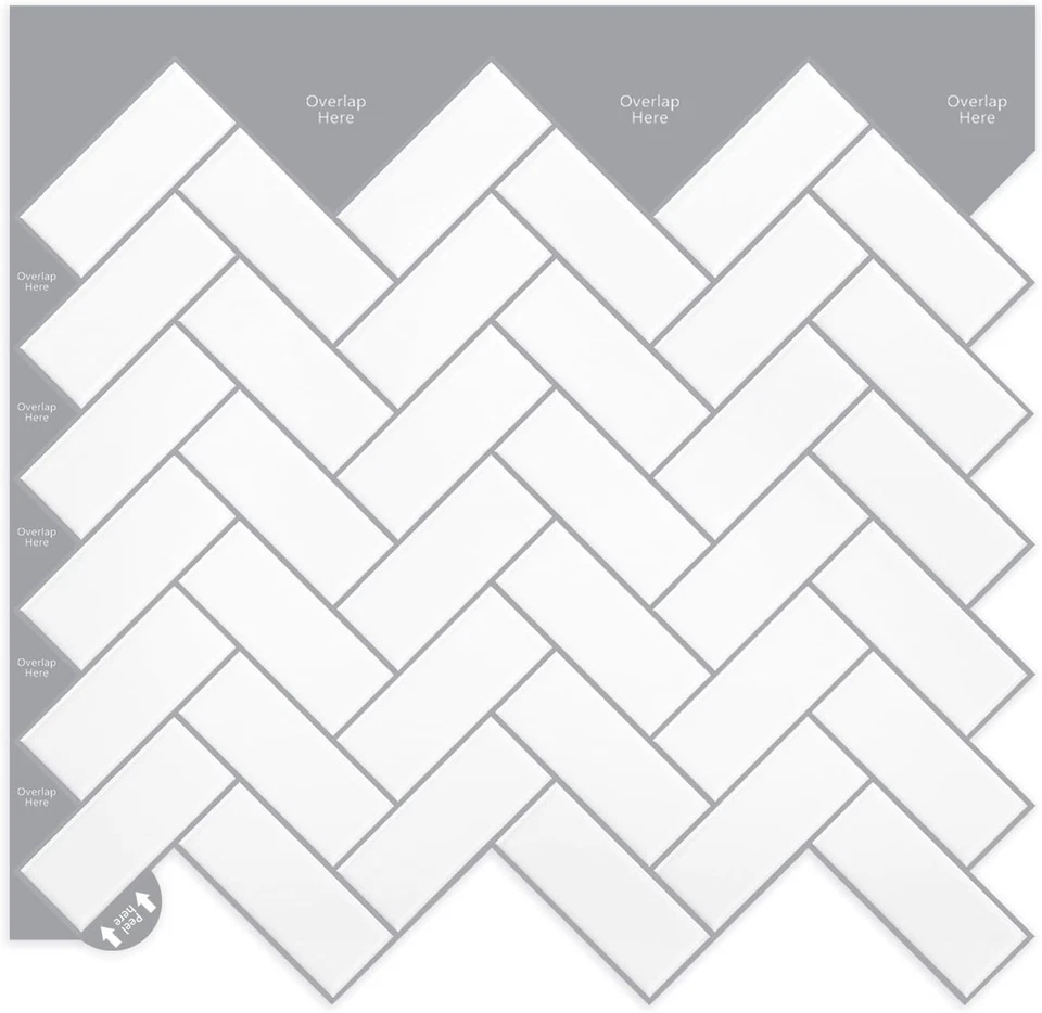 Yullpaper 3D Fliesenaufkleber 10x 30x30cm Vinyl Selbstklebend Küche Bad Mosaik W - Bild 2 von 4