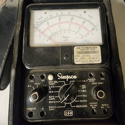 Simpson Electric 260-8 Analog Multimeter,  1, 000 V,  20 Megaohm Series 6P