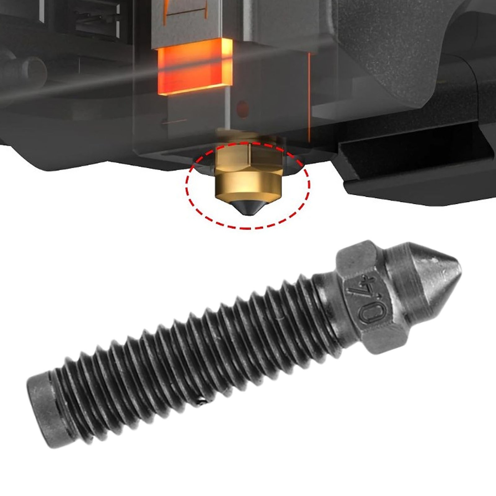 5x Hardened Steel Nozzles Fit For Ele-goo Cent-auri Carbon 3D Printer 0.4mm Set