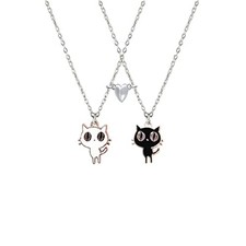 Best Friend Friendship Necklace for Women Men Cute Black White Dog 01 Cat A