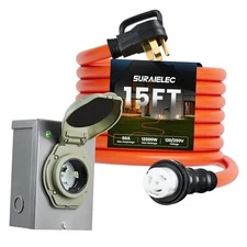  50 Amp 15FT Generator Cord and Power Inlet Box, NEMA SS2-50P to SS2 50A 15FT