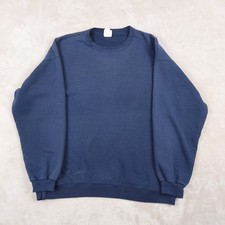 Vintage 90s Hanes Sweatshirt Medium/Large Pullover Crewneck Blank Dark Blue