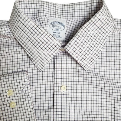 Brooks Brothers 17.5 2/3 1818 Regent Fit Gingham Dress Shirt L/S Button Down