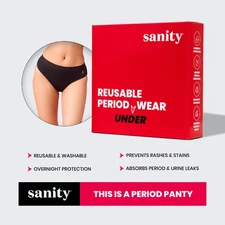 Sanity Mid Rise Hipster, Leak-Proof & Reusable Black Period Panties | Pack of 5