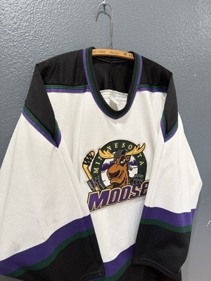 Vintage 90 s Bauer IHL Minnesota Moose White Stitched Hockey Jersey Medium Men s