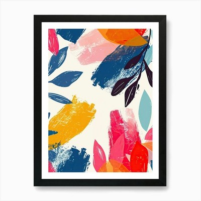 Abstract Boho Brush Strokes Art Pri Framed Wall Art Poster Canvas Print Picture
