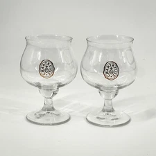 CHARTREUSE Liqueur Crystal Tulip Glasses France Set Of 2 Barware 4.75”