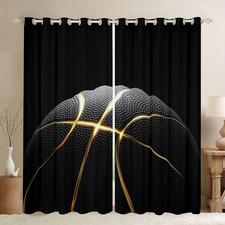 Basketball Window Drapes 2 Panels, 42 X 84 Inch Kids Gaming Sports Blackout Sh