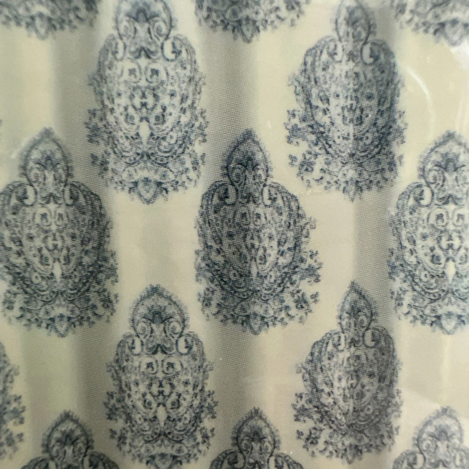 Nicole Miller Medallion Blue Cream Fabric Shower Curtain Boho Navy Designer NEW - Image 3 of 4