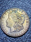 609 💎 1921 Micro D Morgan Silver Dollar A/U + BEAUTIFUL  TONING
