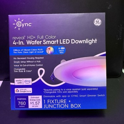 GE Cync Reveal HD+ 4  Smart LED Wafer Downlight Full Color Alexa Google WiFi New