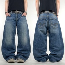 Vintage y2k rare embroidered skater grunge archive baggy stonewash jeans