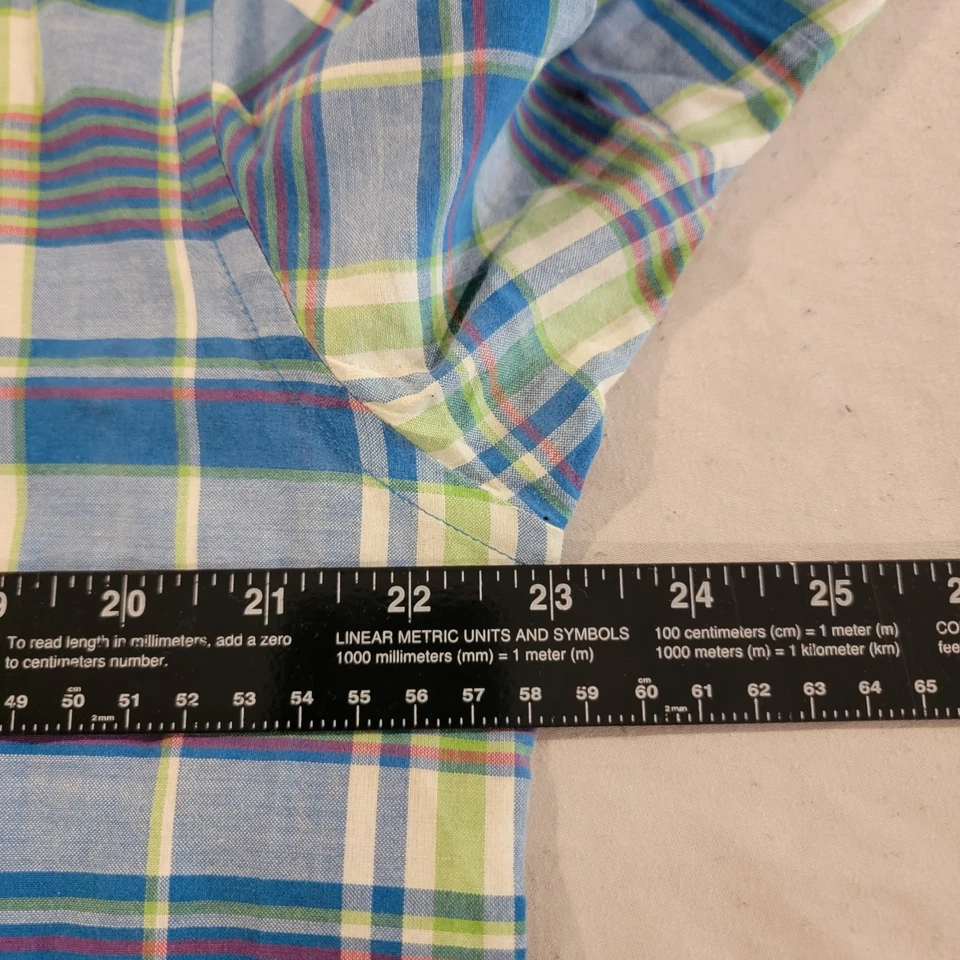 Camisa Pendleton Para Hombre Grande Turquesa Cuadros Ajuste Marítimo Algodón SS Informal Foto 4 de 4
