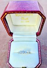 Vintage Mallory Platinum Diamond Trilogy Ring 950 Pure 0.34ct Size I Orig Box