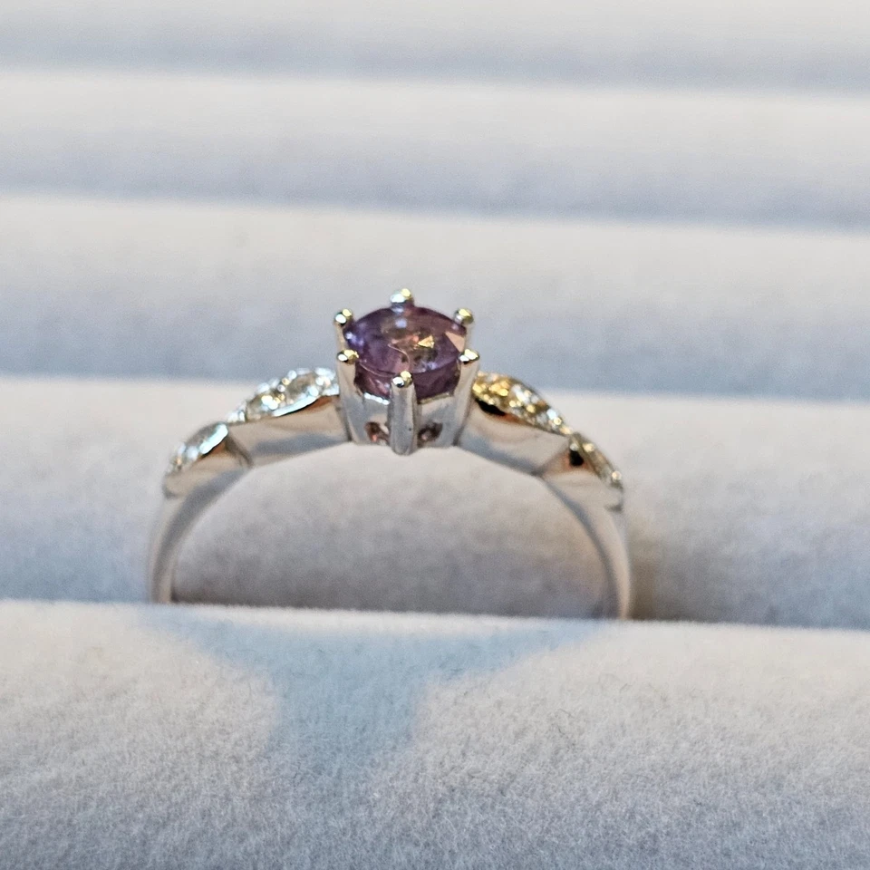 Color Change Natural Alexandrite Doublet & White Topaz 925 Silver Engagement — 第 2/4 张图片