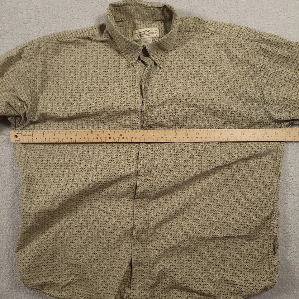 Camisa Natural Issue Para Hombre Grande Verde Geométrica Con Botones Manga Corta Algodón Foto 4 de 4