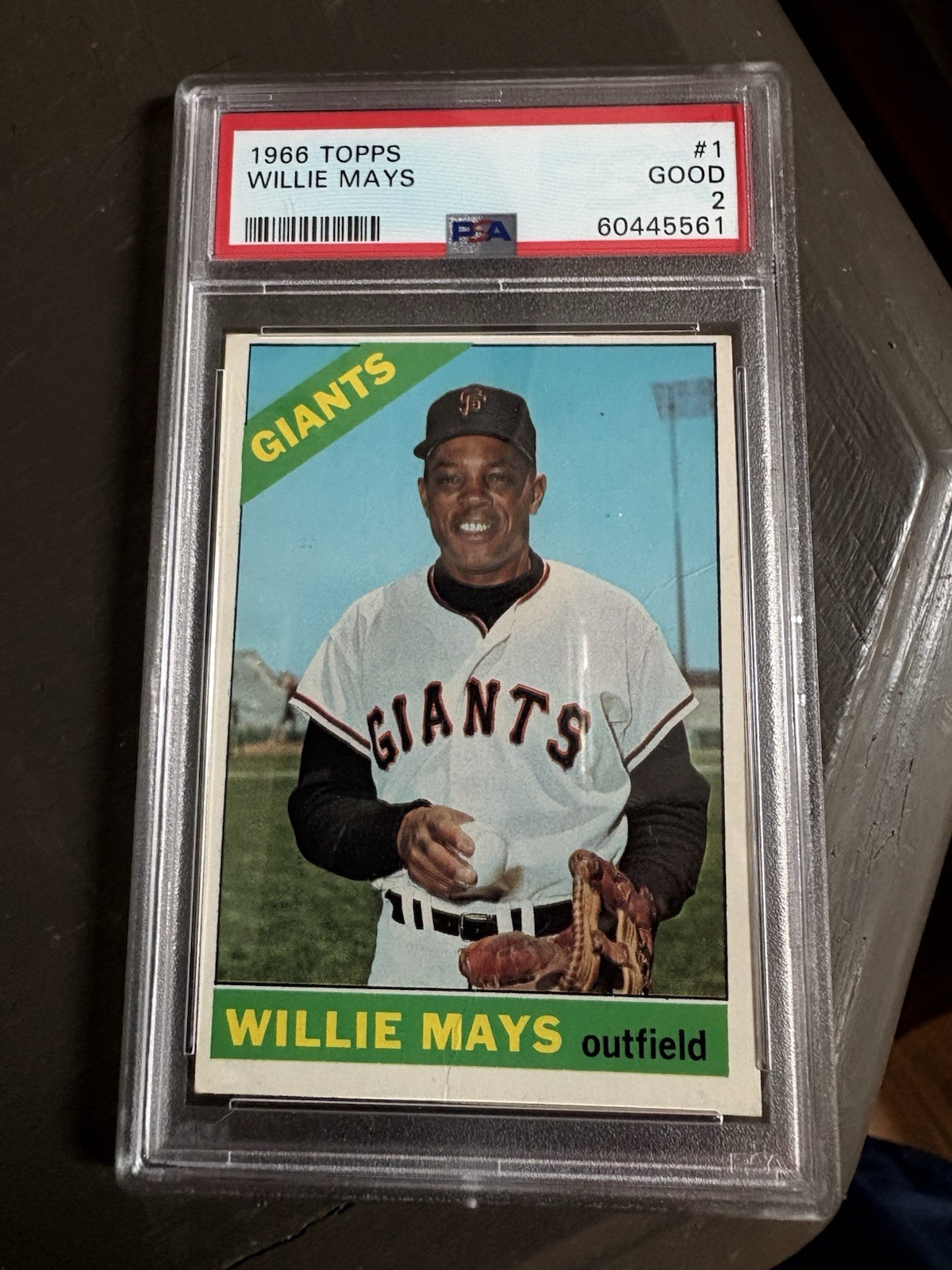 1966 Topps #1- Willie Mays HOF - PSA 2 Good - San Francisco Giants view 1
