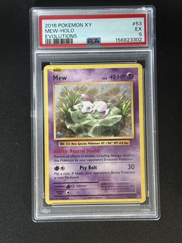 Vintage Mid Era 2016 Pokemon XY Mew Holo Evolutions #53