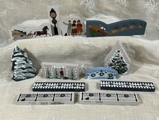12 Asst Cat’s Meow Christmas Trees & Tree Lot Santa & Sleigh Fences Bridge Clock