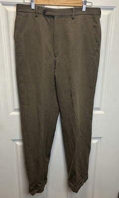 Robert Comstock Italy Insulated Men s Trousers 34 Brown 50% Cashmere Wool Lined