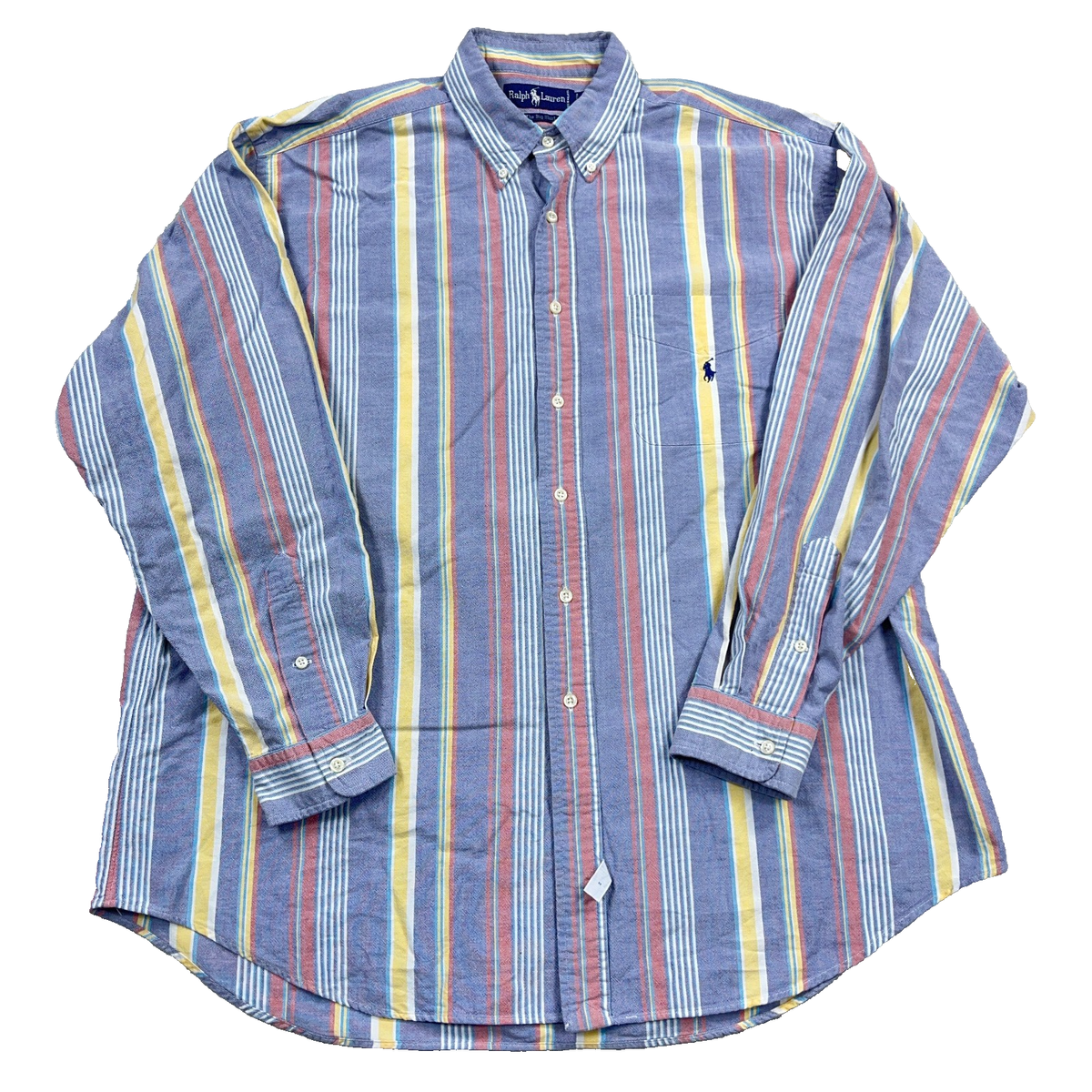 Ralph Lauren “BIG SHIRT” S size Ralph Lauren The Big Shirt Men Large Blue Multi Striped Button Up