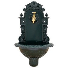 Fontaine murale de jardin avec vasque - style antique - aluminium  - vert