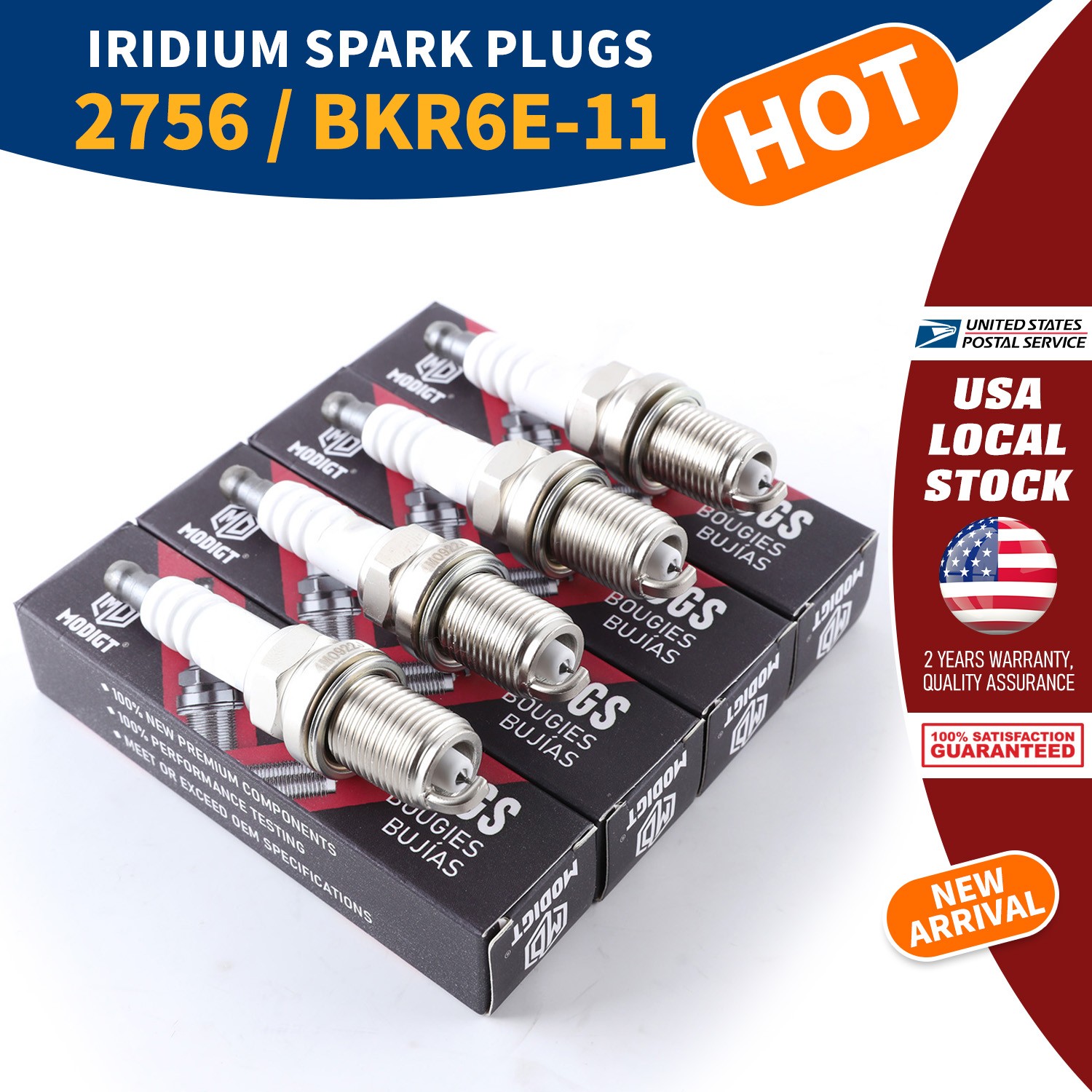 Enhance Engine Performance For NGK 2756 / BRK6E-11 Iridium Spark Plugs Set 4pcs