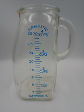 1950's Formulette Baby Products 32oz Glass Baby Formula Pitcher, Blue Lettering