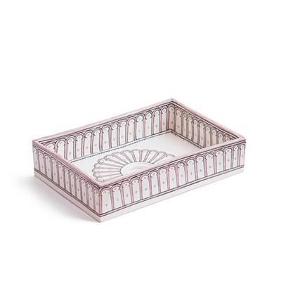 Custom Made Small Rectangular Bathroom Sink, Pink Mehrab Pattern