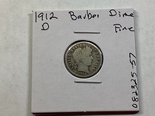 1912 D Barber 90% Silver Dime from Denver Mint 082325 57a