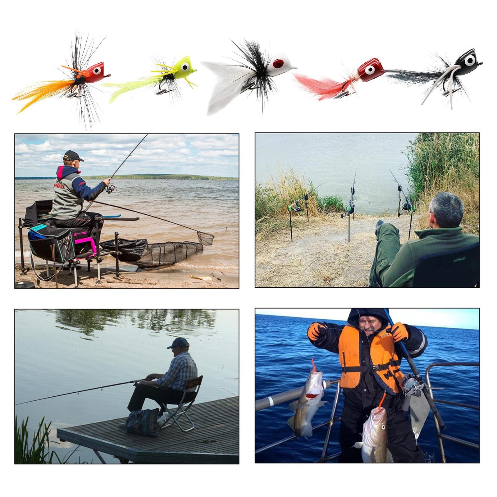 Fly Fishing Poppers, Topwater Fishing Lures Bass Crappie Bluegill Sunfish - Image 3