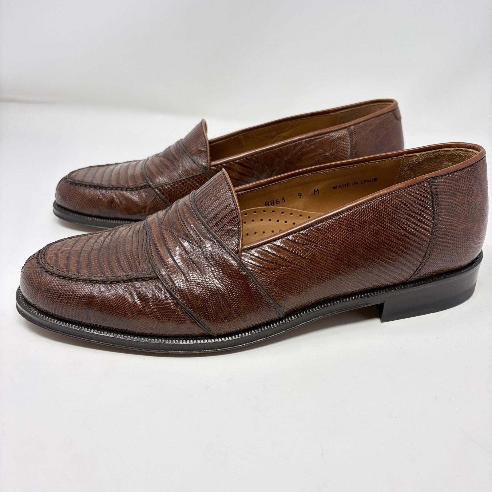 Magnanni Raul Cognac Lizard Penny Loafers Made In Spain Men’s US Size 9 M