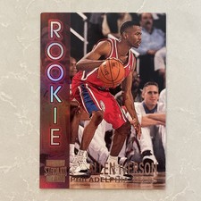 1997 Topps Stadium Club # R16 Allen Iverson Rookie Basketball Card ~ 76ers. rookie card picture