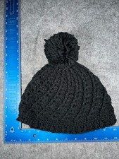 Beanie Toque Women One Size Black Knit 100 Acrylic Sparkly Breathable Ski Pom