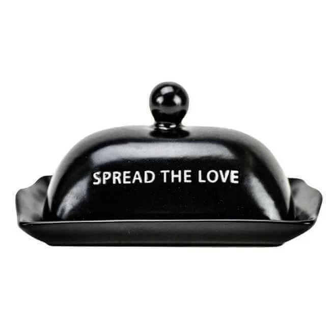 Boston Warehouse Black Lidded Butter Dish, Spread the Love