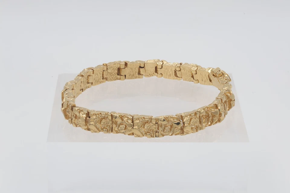 Золотой самородок браслет, 9 мм браслет, 14k тяжелое покрытие золото - Изображение 4 из 4