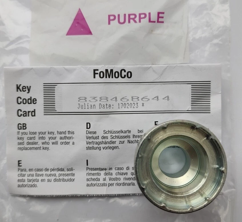 GENUINE FORD LOCKING WHEEL NUT BOLT KEY HEX 22mm PURPLE TRIANGLE 