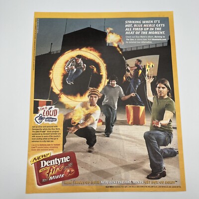 Blue Merle Band Dentyne Fire Mints 2005 Vtg Print Ad 9.75''x12'' Luke Reynolds