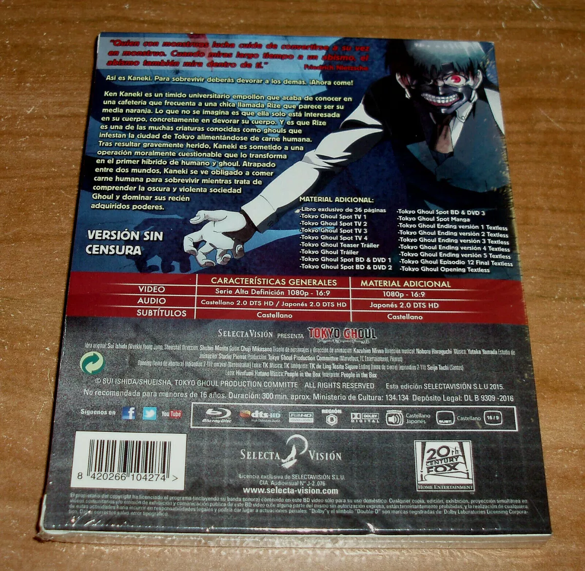 Tokyo Ghoul First Season 2 Blu-Ray + Extras New Sealed (Sleeveless Open) R2