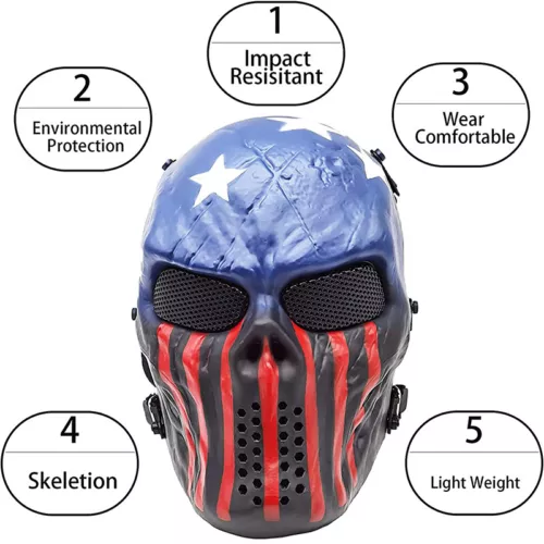 Equipo táctico Airsoft Paintball cara completa combate cráneo juego máscara proteger exterior - Imagen 5 de 30